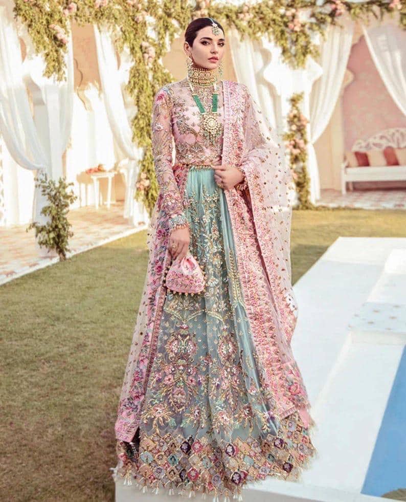 light pink pakistani wedding dress Baby Pink Pakistani Dresses Pink Embellished Kameez Gharara Pakistani Wedding Dress
