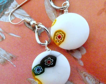 FREE US SHPIPING Beach Jewelry Mango Tease Abalone Paua Rectangle Shell Bead Glass Bead Dangle Earrings