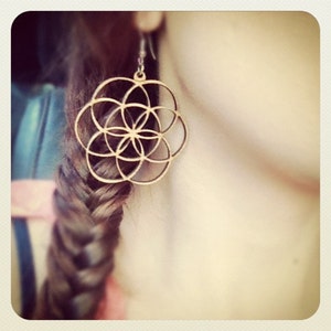 Wood Flower of Life Earrings image 2