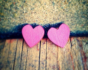 Pink Heart Stud Earrings