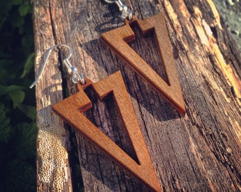 Wooden Triangle - Arrowhead Earrings