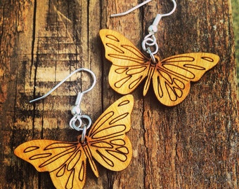 Wood Butterfly Earrings