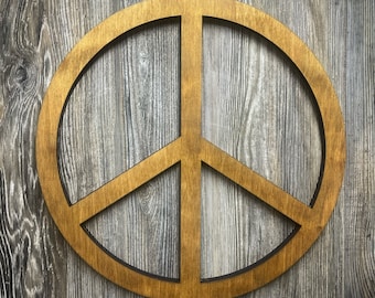 15 ZOLL - Holz Peace Zeichen Wandkunst