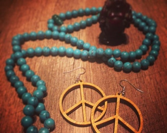 Wooden Peace Sign Earrings