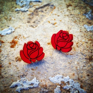 Red Rose Stud Earrings