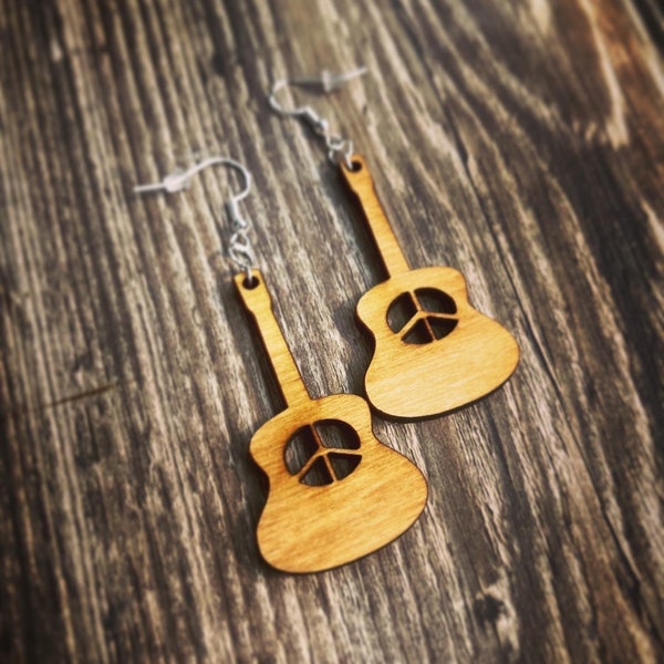 Peace Guitar Earrings