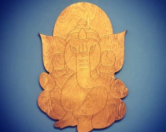 Wooden Ganesha Elephant Spiritual Wall Art