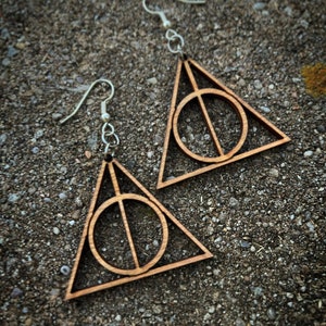 Wooden HP Dealthy Hallows Geometric Earrings