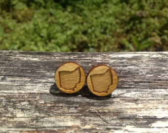 Wood Ohio State Small Stud Earrings