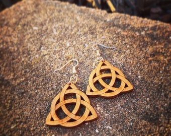 Wood Celtic knot eternity of life Earrings