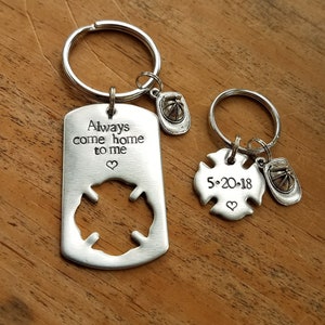 Personalized Firefighter Dog Tag and/or  Maltese Cross, Always Come Home To Me (typewriter font)