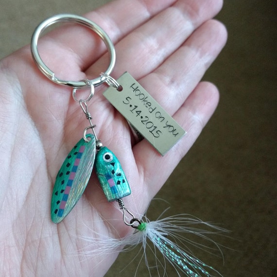 Minnow Fishing Lure Key Chain Personalize, Customized, Hooked on You -   Canada