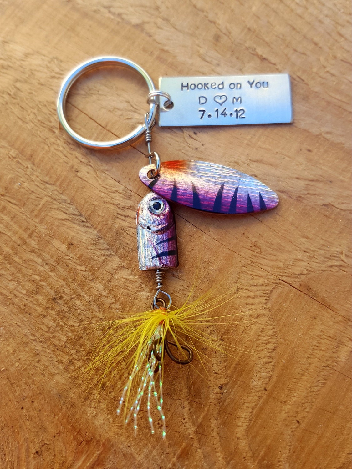 Minnow Fishing Lure Key Chain Personalize, Customized, Hooked on You -   Israel