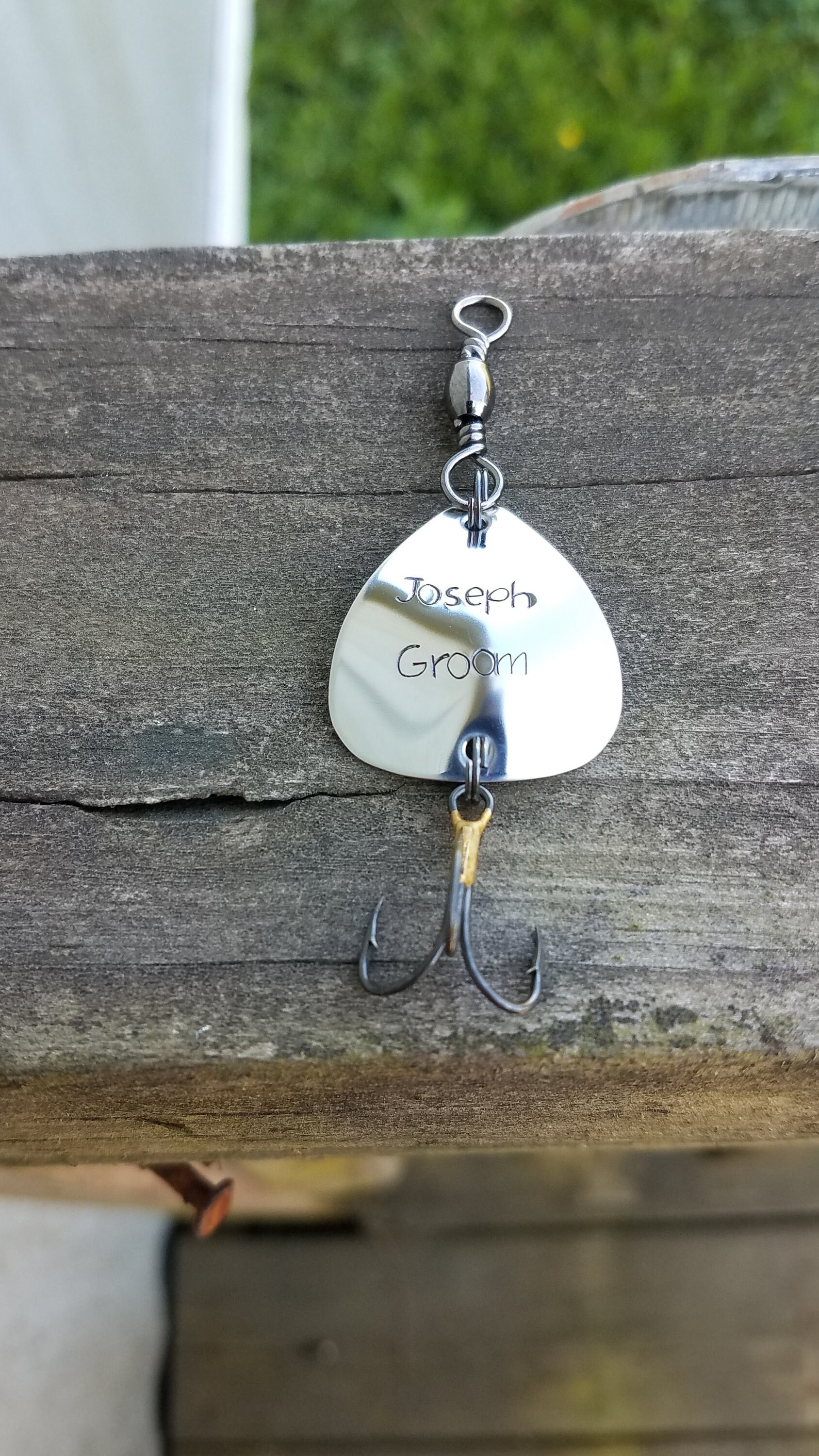 moeshandcrafted Fishing Lure Key Chain with Fish Names Hand Stamped, Personalized, Customized