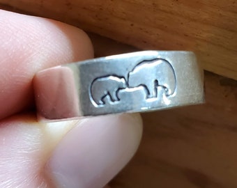 Mama Bear Baby Bear Ring multiple bears can be added. Available in sterling silver or  pewter