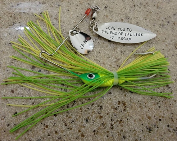 USABLE Fishing Lure Double Spoon Spinner Hand Stamped Personalized,  Customized 2.0mm Font ALL CAPS I Love You More Than You Love Fishing 
