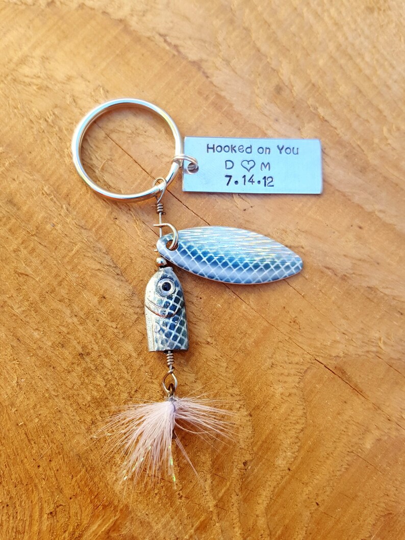 Minnow Fishing Lure Key Chain Personalize Customized Hooked Etsy
