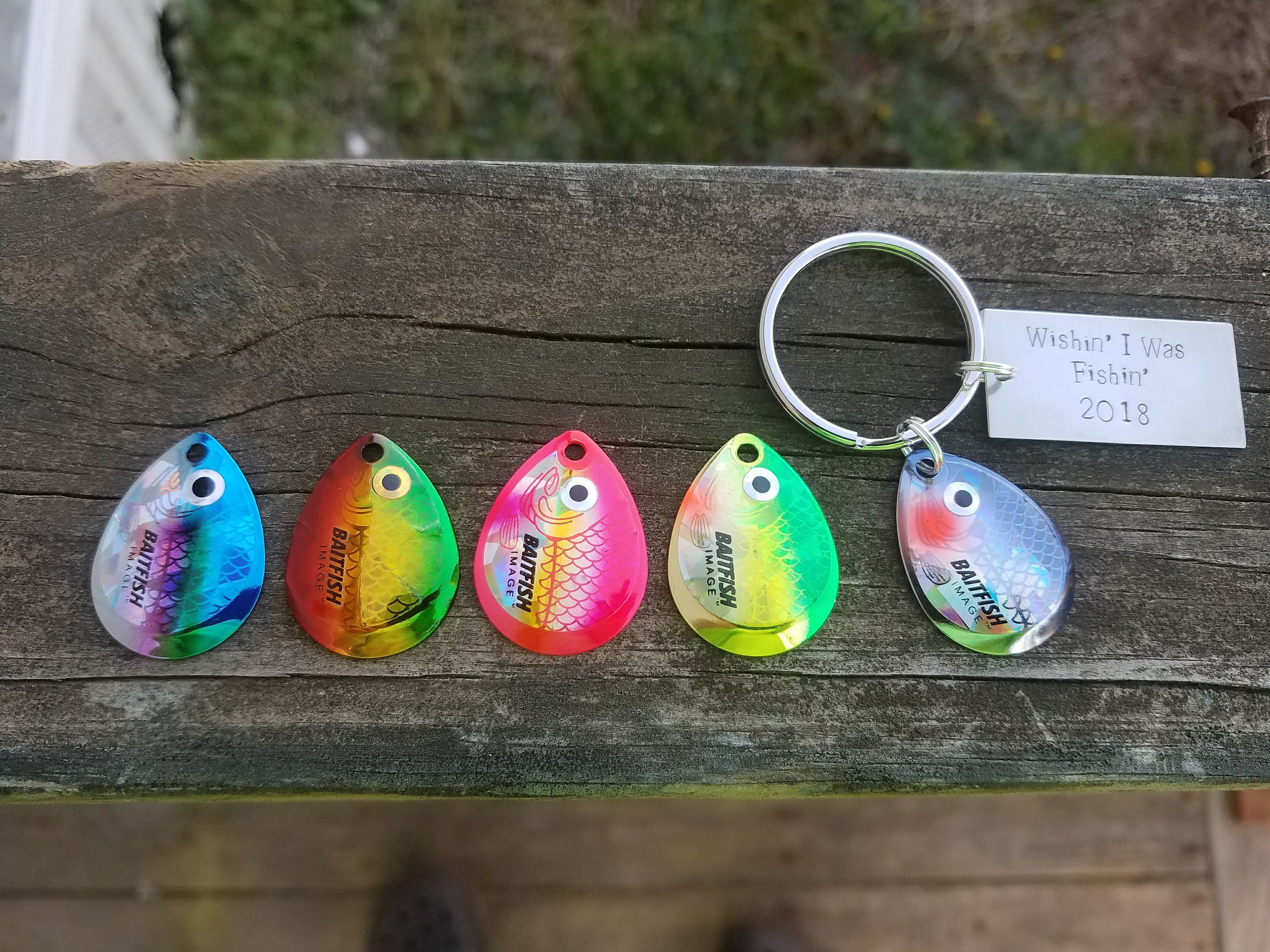 Minnow Fishing Lure Key Chain Personalized, Customized, My Best Catch,  Hooked on You all CAPS Font 2.0mm 