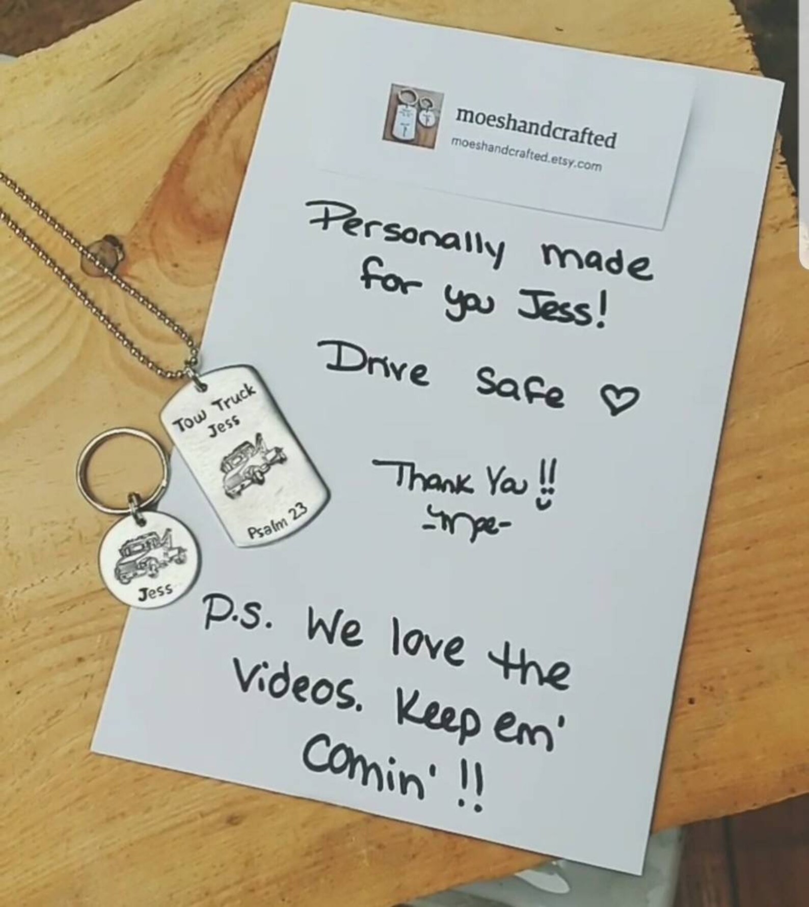 Tow Truck Jess Psalm 23 Tik Tok Keychains Typewriter Font