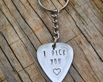 I Pick You Keychain, I Love You Gift, Gift For Him or Her (small all CAPS font).