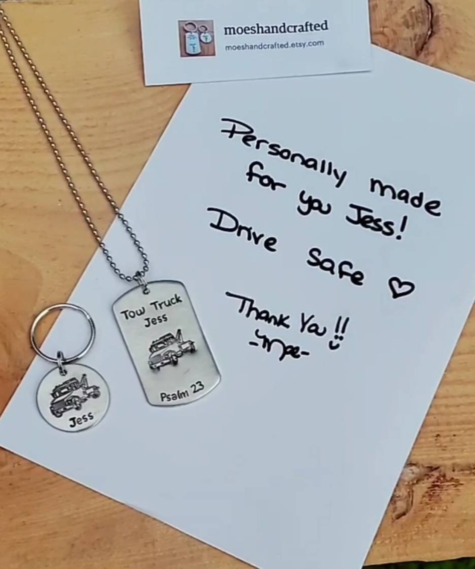 Tow Truck Jess Psalm 23 Tik Tok Keychains Typewriter Font
