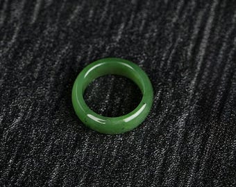 Anillo de jade nefrita ruso natural – 7 mm de ancho, jade macizo pulido, 18,5 mm de diámetro, joyería de jade auténtico certificado, regalo para mujeres y hombres