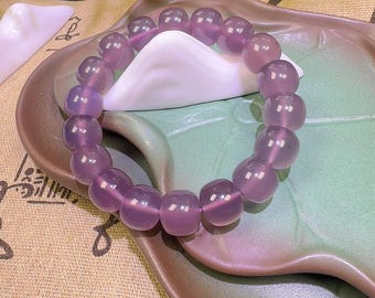 Pulsera de ágata Nanhong púrpura hielo PuPiao rara con cuentas de 12,3 mm