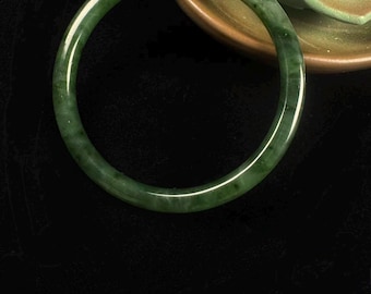 Brazalete fino de jade nefrita verde (59 mm) - Pulsera Dingdang Beauty