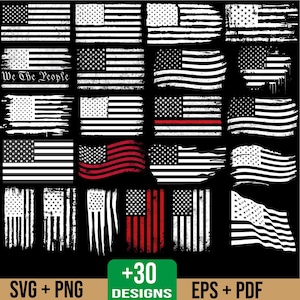 American Flag Svg Bundle, American Flag Svg Download, White US Flag Svg Cut Files, Grunge Flag Svg For Cricut Silhouette, 4th of July Svg