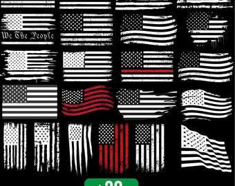American Flag Svg Bundle, American Flag Svg Download, White US Flag Svg Cut Files, Grunge Flag Svg For Cricut Silhouette, 4th of July Svg