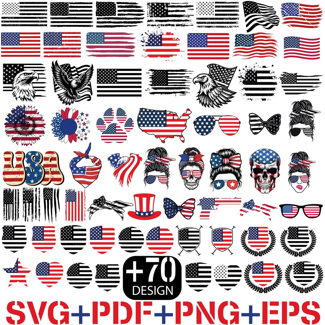 American Flag Bundle Files, 4th of July SVG Bundle, USA Patriotic SVG ...