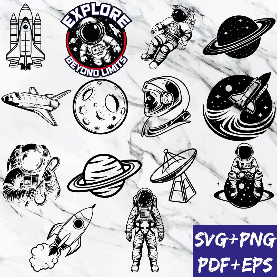 Space SVG Bundle, Astronaut , Rocket, Moon, Astronaut Rocket Planet Svg ...