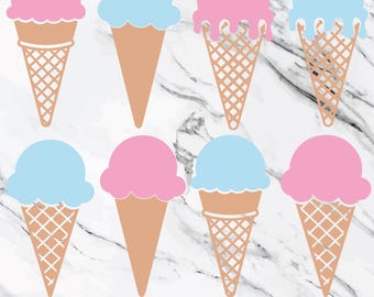 Eis SVG Bundle, Eistüte SVG, rosa und blaue Eistüten bündeln, Eiscreme, Eiscreme PNG, sofortiger digitaler Download
