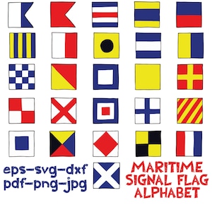 Maritime Signal Flags Alphabet SVG Bundle | Nautical Flag Letters PNG | Navy Signal Flag Clipart | Sailing Alphabet Digital Download