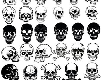 30+ Skull SVG Bundle, files for Cricut, Skull Silhouette, Skull Outline, Skull Head SVG, Skull & Crossbones Designs, Skull Clipart