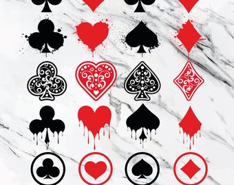 Playing Card Suits SVG, Hearts Spades Clubs Diamonds SVG, Poker Casino SVG, Spades, Hearts, Diamonds, Clubs, Cricut Silhouette Cut Files