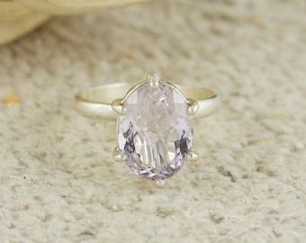 Handgemachter Pink Amethyst 925 Sterling Silber Ring: Boho Vintage Edelstein
