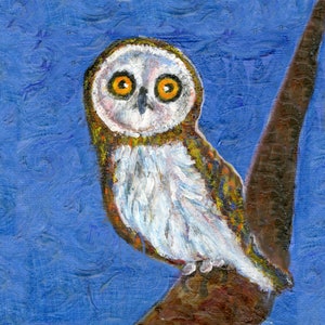 Owl bird art card,  Blank inside, owl art, greeting card, note card, thank you card, owl painting