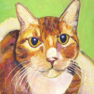 Orange tabby cat art, 5&quot; x 5&quot; blank card