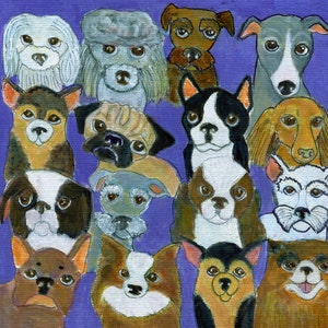 Dog art card, &quot;Toy Town,&quot; 5&quot; x 5&quot; blank card