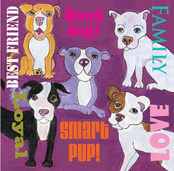Pitbull Dog Art Words to Describe Pitbulls 5 X 5 Etsy