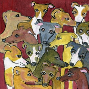 Greyhound art, &quot;Greyhound Patterns&quot;, 5&quot; x 5&quot; blank card