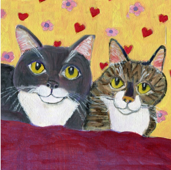 Valentines Day Card Cat Love Art Card 5 X 5 Etsy Valentines Day Card Cat Love Art Card 5 X 5 Etsy