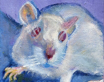 White rat art card, blank inside