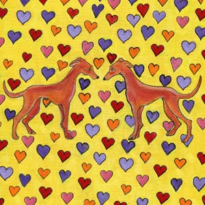 Love card, Greyhound art card, &quot;Greyhound love&quot; , 5&quot; x 5&quot; blank card