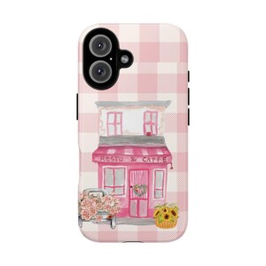 Pink Cafe Phone Case: Dual Layer Protective Cover