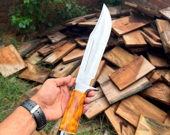 Handmade 1095 Steel Knife: Stag Horn Handle & Leather Sheath Gift for him, Christmas Day 2026