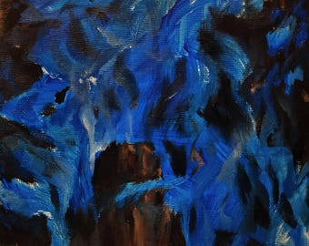 静寂の炎の油絵 - 抽象的な炎と静寂の壁アート、感情的なファイン