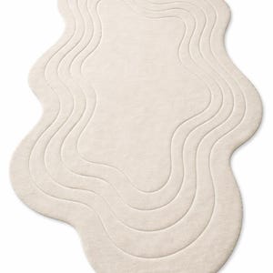 Amorph Rugs Modern Abstract White Rug, Plush Irregular Shape Area Carpet ...