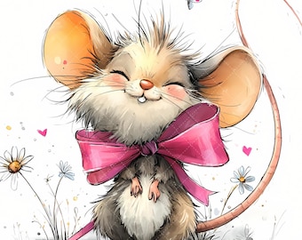 Animali stravaganti con fiocco: raccolta di clipart di San Valentino, 29 file JPG - Illustrazioni per la cameretta dei bambini (download digitale)
